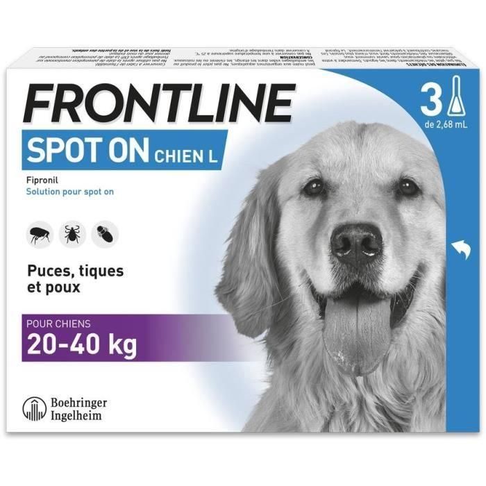 FRONTLINE 3 SPOT ON Pipetas Antiparasitarias para Perros - 20-40 kg - Pulgas, garrapatas, piojos