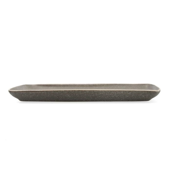 Bidasoa Bandeja Rectangular Cerámica Gio Gris 28x14 cm, Juego de 4 Unidades, Apta Lavavajillas y Microondas, Alta Resistencia 1
