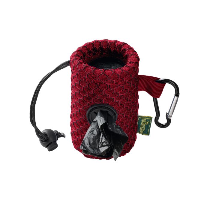 Hunter Dispensador de Bolsas para Excrementos Hilo Malla 3D Rojo | Práctico Portabolsas Ligero con Mosquetón para Perro