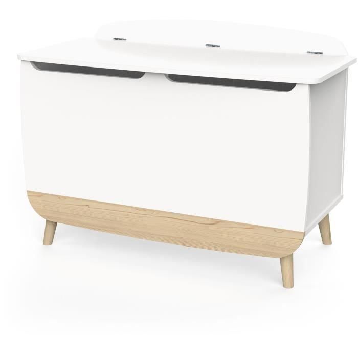 Caja para juguetes - FIRMIANA - Estilo escandinavo - Blanco mate / Roble Kronberg - 82,4 x 39,1 x 58,9 cm - DEMEYERE 4