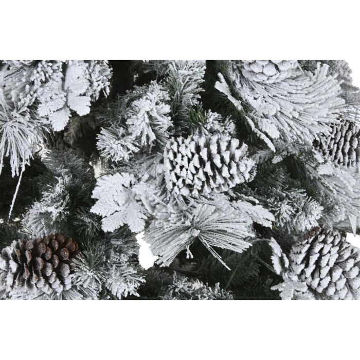DKD Home Decor Árbol de Navidad Artificial Alpina Blanco PVC con Luz Cálida LED, Piñas, 1312 Ramas y 240 cm Alto 5