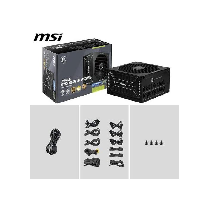 MSI 306-7ZP1B21-CE0 Fuente Alimentación MAG A1000GLS PCIE5 1000W 80 PLUS Gold Modular ATX, Ventilador 135mm 3 MSI 306-7ZP1B21-CE0 Fuente Alimentación MAG A1000GLS PCIE5 1000W 80 PLUS Gold Modular ATX, Ventilador 135mm 3