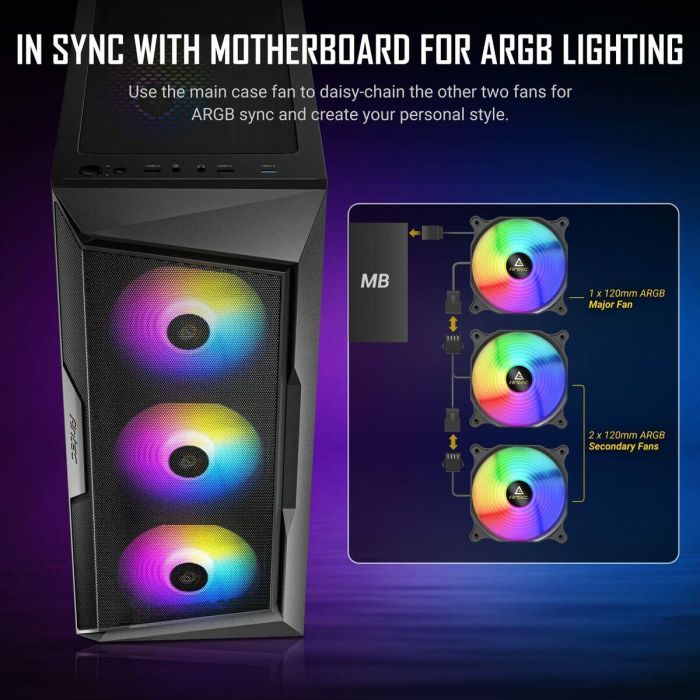 Antec AX61 Elite Midi Tower Negra para PC con 3 Ventiladores Frontales y 1 Trasero Preinstalados, Soporte 2.5/3.5" HDD/SSD 5 Antec AX61 Elite Midi Tower Negra para PC con 3 Ventiladores Frontales y 1 Trasero Preinstalados, Soporte 2.5/3.5" HDD/SSD 5
