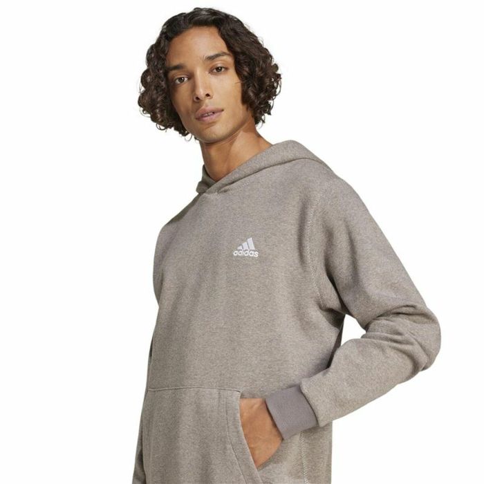 Sudadera con Capucha Hombre Adidas Seasonal Essentials Melange Hoodie Marrón Beige 2