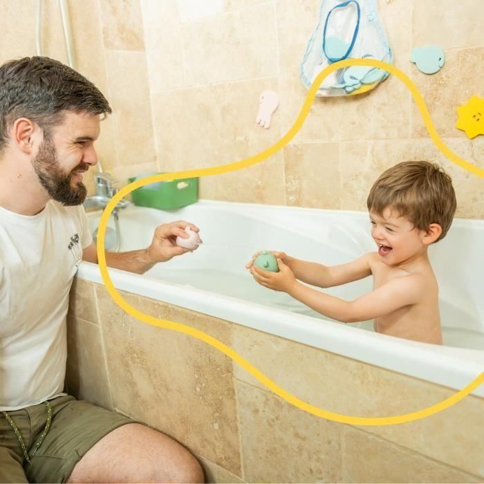 Badabulle Juego de 4 aspersores de baño - Juguetes de baño de silicona suave - Abiertos para lavar 1 Badabulle Juego de 4 aspersores de baño - Juguetes de baño de silicona suave - Abiertos para lavar 1