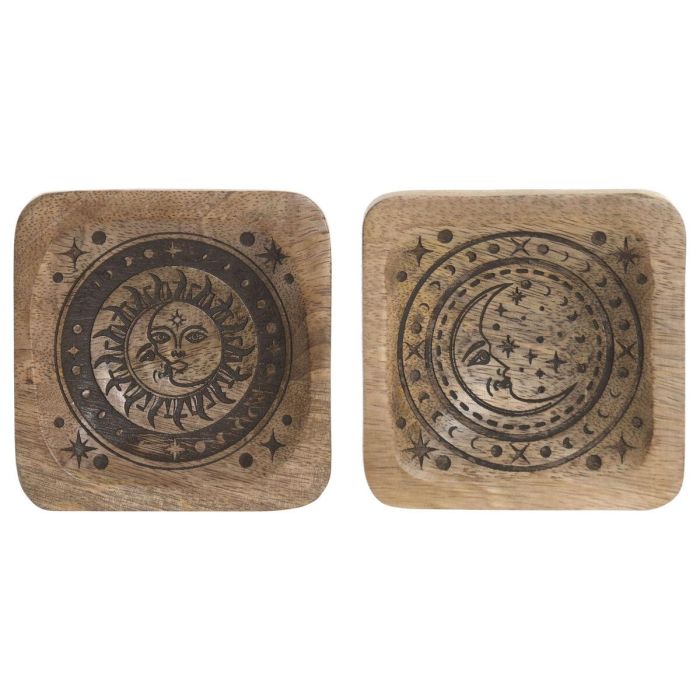 DKD Home Decor Bandeja Vaciabolsillos Cottage Marron Mango 9.5 x 9.5 x 2 cm (2 Unidades) 3