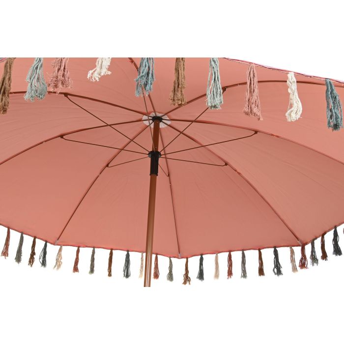 DKD Home Decor Parasol para Terraza y Jardín Coral 180x180x190 cm con Flecos Desmontable DKD Home Decor Parasol para Terraza y Jardín Coral 180x180x190 cm con Flecos Desmontable