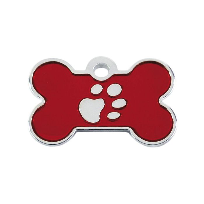 Placa identificativa para collar Imarc Bone Rojo Plata