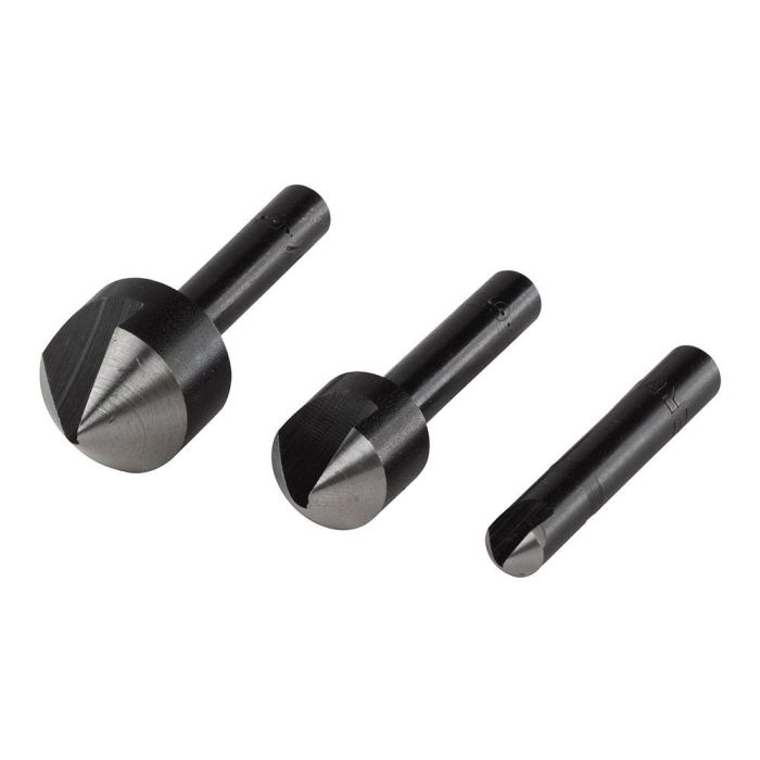 Wolfcraft 2504000 Juego de Avellanadores WS 3 Piezas, Vástago Redondo, ø6/12/16 mm para Tornillos Cabeza Avellanada ø3-8 mm