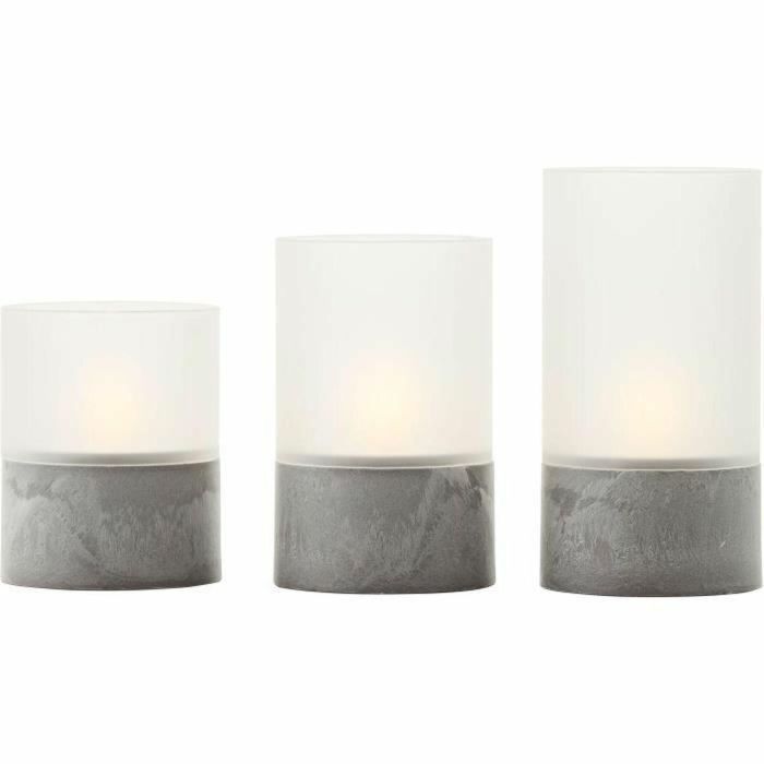 Brilliant BRI4004353428319 Lote 3 Lámparas de Mesa LED Candle 2500K Plástico y Vidrio Gris y Blanco Mate