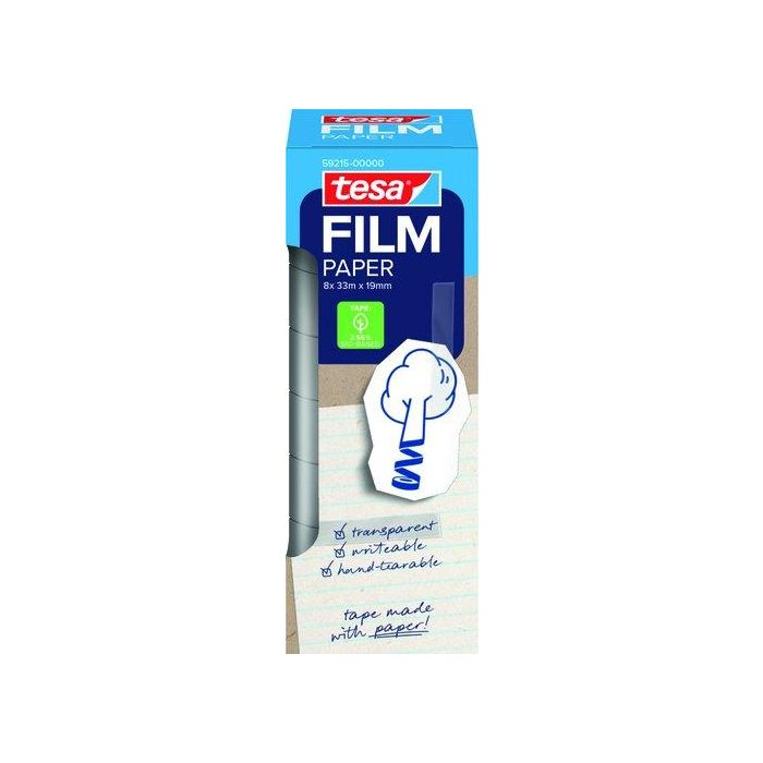 Cinta Adhesiva Tesa Papel Rollo 33M X 19Mm Torre De 8