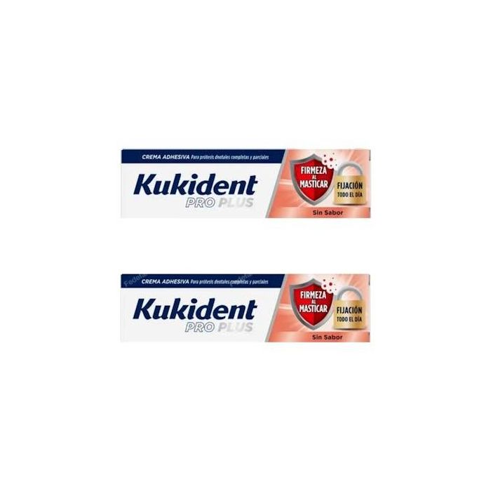 Kukident Pro Plus Firmeza Al Masticar - Crema Adhesiva para Prótesis Dentales Sin Sabor 40g