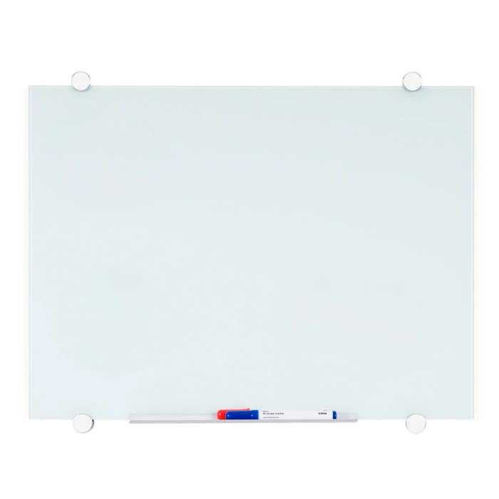 Q-connect Pizarra Blanca Magnética de Cristal Templado 90x60 cm con Marco de Aluminio 1