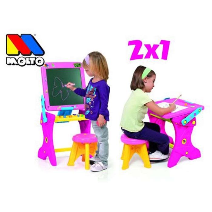 Pupitre pizarra rosa con 16 accesorios 90 cm 1 Pupitre pizarra rosa con 16 accesorios 90 cm 1