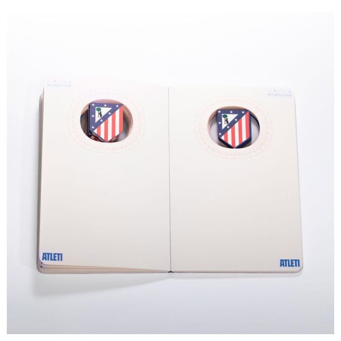 Atlético de Madrid Cuaderno A5 Escudo 3D, 120 Hojas Lisas, Color Azul Oficial