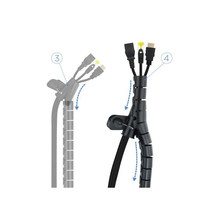 Nanocable 10.36.0001-BK Organizador de Cables Flexible en Espiral 1 Metro Negro - Plástico Alta Resistencia y Fácil Instalación hasta 25mm 3