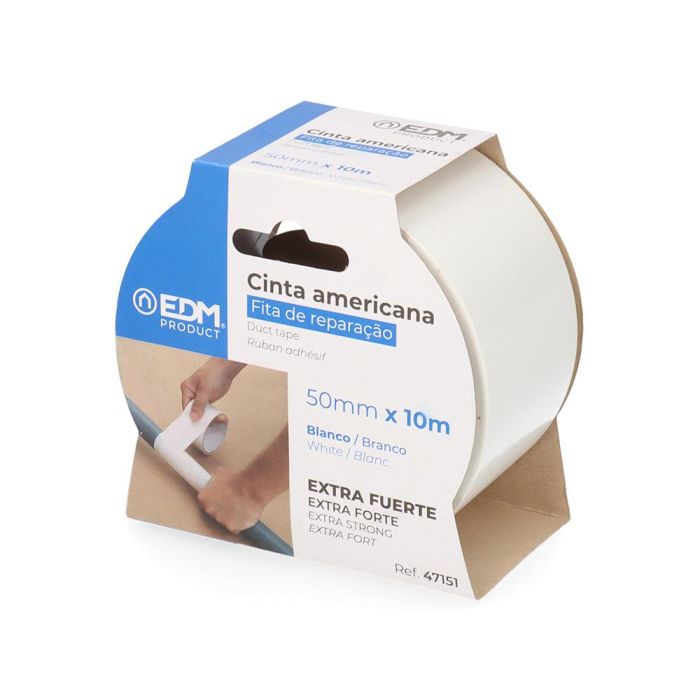 Edm Cinta multiuso americana 10m x 50mm blanca extra fuerte 2 Edm Cinta multiuso americana 10m x 50mm blanca extra fuerte 2