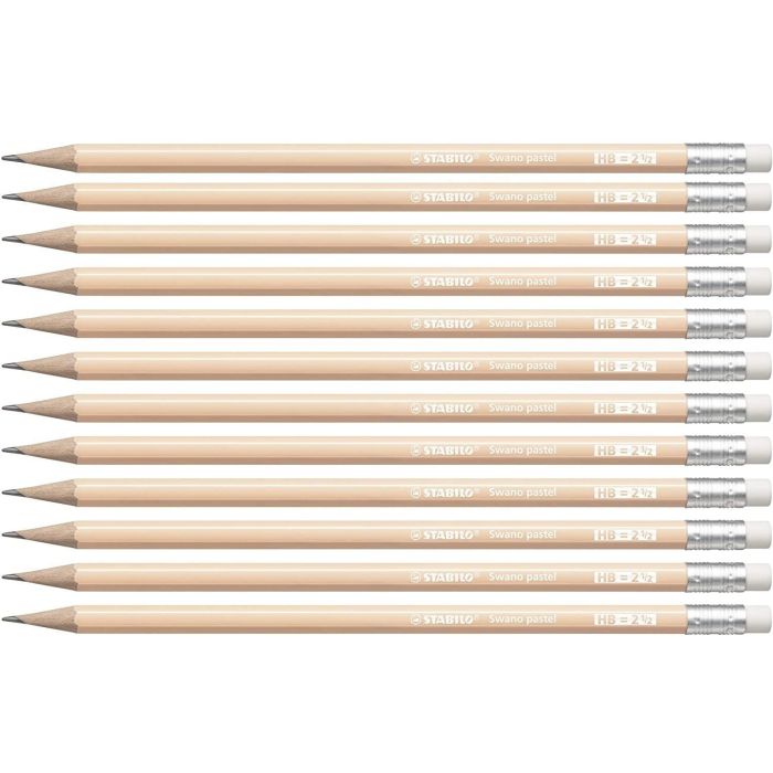 Stabilo Swano Lapiz Grafito Con Goma Pastel Melocotón -12U- Stabilo Swano Lapiz Grafito Con Goma Pastel Melocotón -12U-