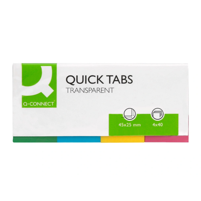 Q-connect Banderitas separadoras 25x45 mm transparentes y color pack 4 con 50 hojas 1