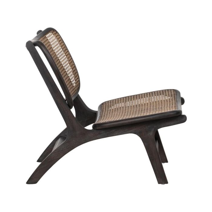 Sillón Negro Ratán/Madera Salón 84 X 58 X 74 cm