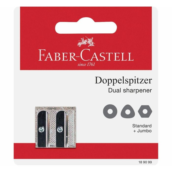 FABER-CASTELL Sacapuntas Doble Metálico para Lápices - Blíster