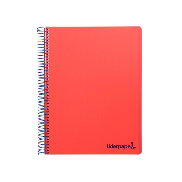 Cuaderno Espiral Liderpapel A5 Micro Wonder Tapa Plastico 120H 90 gr Cuadro 5 mm 5 Bandas 6 Taladros Color Rojo 2