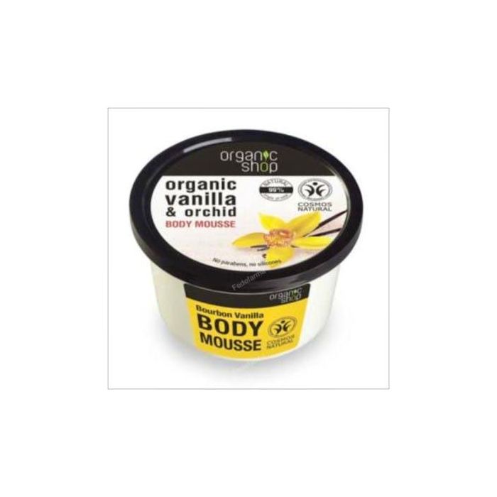ORGANIC SHOP Mousse Corporal Hidratante Vainilla-Orquídea 250ml, Piel Suave, Firme y Brillante