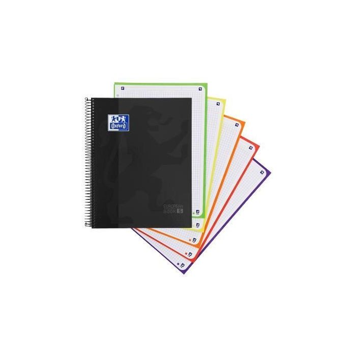 Oxford Cuaderno Classic Europeanbook 5 Write&Erase A4+ Tapa Extradura Negro, 120H 5x5 Microperforado (5 Unidades) (5 Unidades)