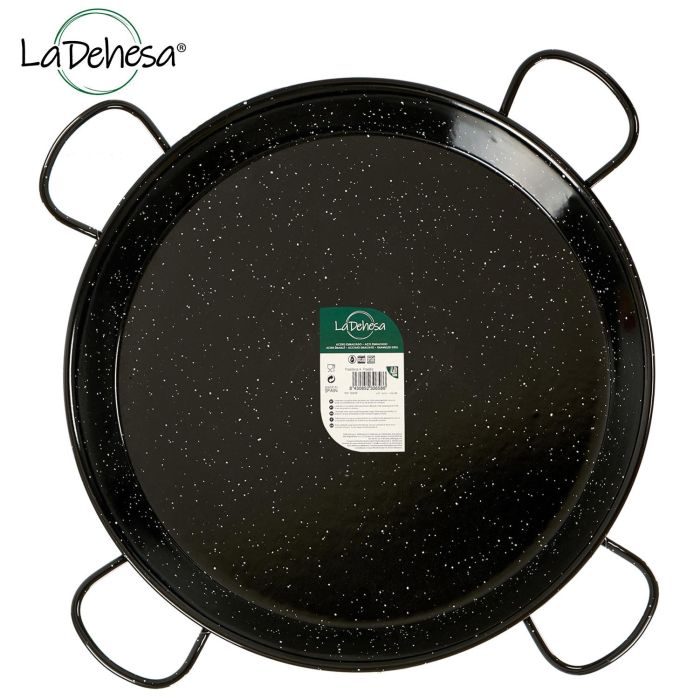 La Dehesa Paellera Esmaltada 80 cm Acero Esmaltado Negro 40 Raciones Apta Gas Horno Leña