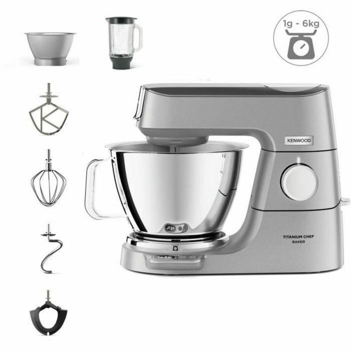 Kenwood KVC85.124SI Robot de Cocina Multifunción Chef Baker, 1200W, Báscula Integrada 6kg, 2 Cuencos 5L y 3.5L, Kit Acero Inoxidable, Plata