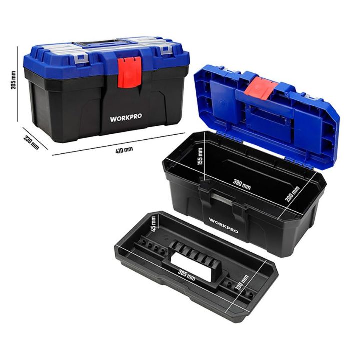 Workpro Caja de Herramientas 41 x 23 x 20.5 cm Negro, Azul y Rojo 8 Workpro Caja de Herramientas 41 x 23 x 20.5 cm Negro, Azul y Rojo 8