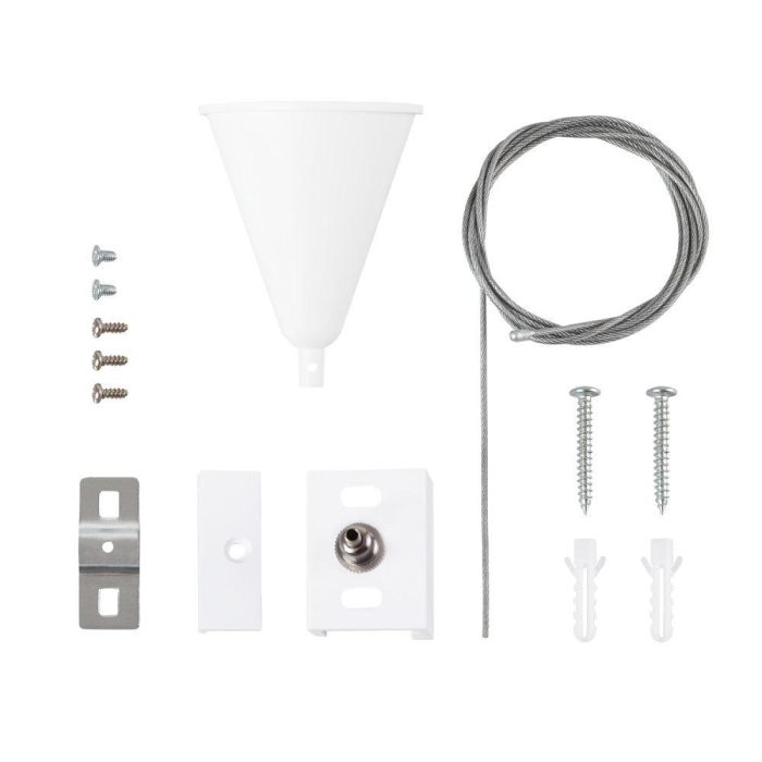 Kit de Suspensión para Carril Trifásico Blanco 1 Metro con Cable de Acero y Enganches, Permite Altura Regulable [HO-SUS-T-B] 2