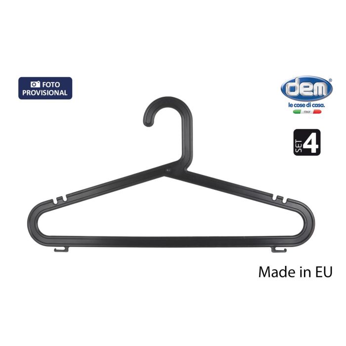 Inde Set de 4 Perchas de Plástico Negro (12 Cajas) Inde Set de 4 Perchas de Plástico Negro (12 Cajas)