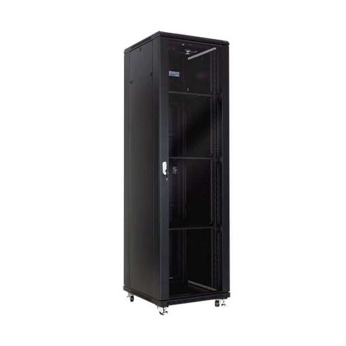 MicroConnect Armario rack de 19" 42HU, Ancho 600mm, Fondo 600mm, Negro - Chapa de acero con puerta de cristal templado