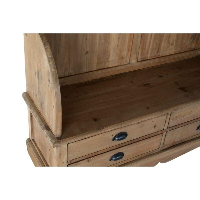 DKD Home Decor Recibidor Alpino de Pino Reciclado y Espejo Marrón Negro con 4 Cajones y 1 Estantería 124x40x200 cm 4