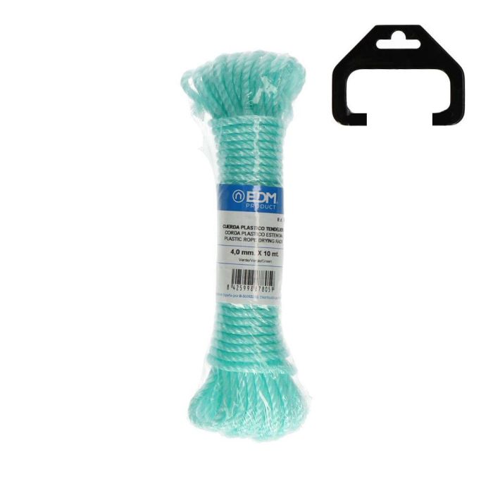 Edm Cuerda de plástico verde 4 mm x 10 m para tendederos, cercados e industria 0 Edm Cuerda de plástico verde 4 mm x 10 m para tendederos, cercados e industria 0