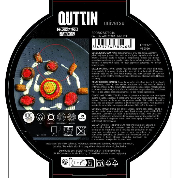 Sarten Wok 28Cm Universe Quttin (6 Unidades) 4