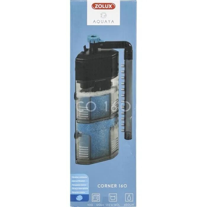 Zolux Filtro Interior Corner 160 para Acuarios de 120 a 160 L - 12 W Caudal Regulable