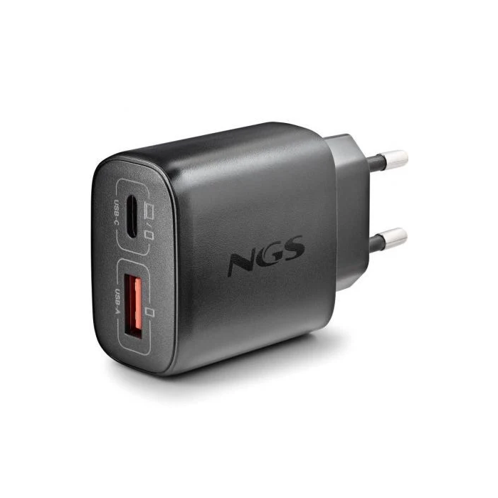 NGS Cargador de Pared GaN ERA 45W BLACK, 45W, 2 Puertos (USB-C + USB-A), Carga Rápida NGS Cargador de Pared GaN ERA 45W BLACK, 45W, 2 Puertos (USB-C + USB-A), Carga Rápida