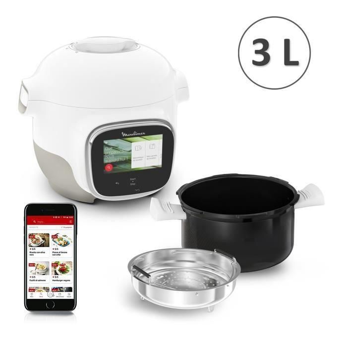 MOULINEX Cookeo Touch Mini 3L Multicocina inteligente de alta presión conectada CE922110 - 100 recetas integradas