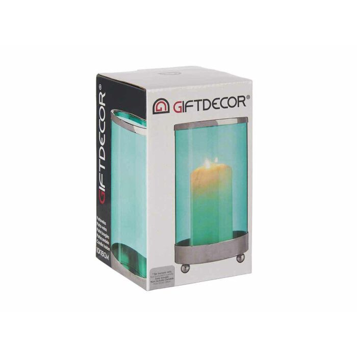 Portavelas Gift Decor Azul Plateado Plata Metal Vidrio 9,7 x 16,5 x 9,7 cm Cilindro 2 Portavelas Gift Decor Azul Plateado Plata Metal Vidrio 9,7 x 16,5 x 9,7 cm Cilindro 2