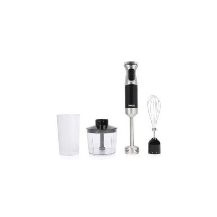 Princess 01.221222.01.650 Set Batidora de Mano 1000W, 2 Velocidades, Vaso Medidor 0.7L, Picadora 0.5L, Batidor de Varillas, Acero Inoxidable