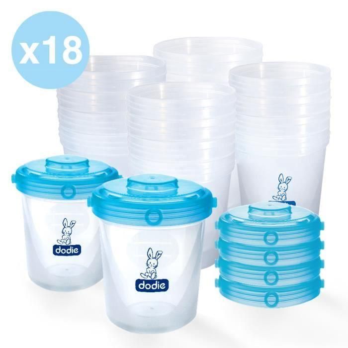 Dodie Juego de 18 Tarros Conservadores Comida Bebé, Herméticos, Apilables, Aptos Congelador, Microondas, Lavavajillas, Esterilizables. Dodie Juego de 18 Tarros Conservadores Comida Bebé, Herméticos, Apilables, Aptos Congelador, Microondas, Lavavajillas, Esterilizables.