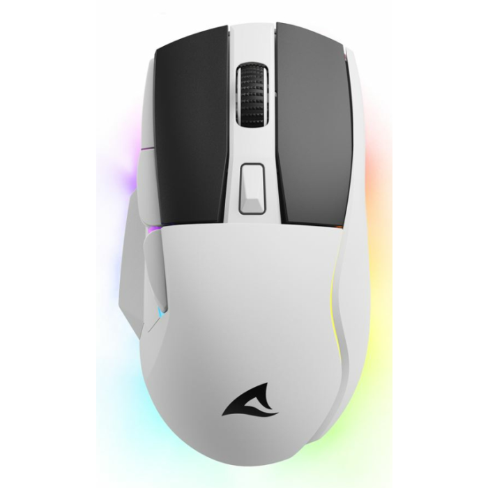 Sharkoon SGM50W Ratón Gaming Óptico Inalámbrico/Cable Dual Mode 6400 DPI. Iluminación RGB, Base de Carga, Batería 70h, Mano Derecha.
