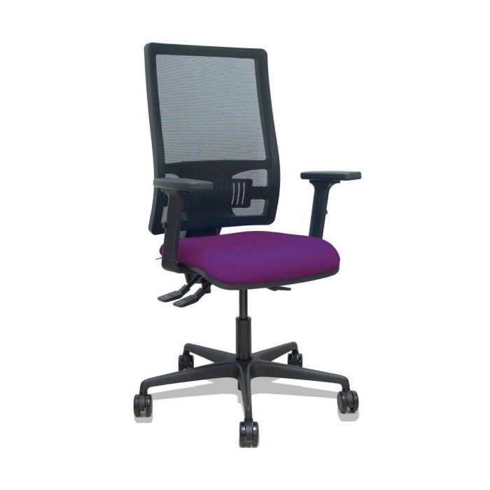 PIQUERAS Y CRESPO Silla Bormate asincro malla negra asiento bali morado brazos 2D ruedas 65mm PIQUERAS Y CRESPO Silla Bormate asincro malla negra asiento bali morado brazos 2D ruedas 65mm