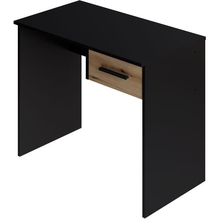 Escritorio con cajones pequeño - Decoración en negro y roble - L 90 x P 50 x H 74 cm 3