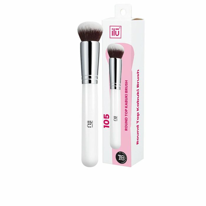 Ilū #105 Brocha de Maquillaje Kabuki de Punta Redonda para Bases Líquidas, Crema y Minerales, Cerdas Taklon Sintéticas, Vegana, 1 unidad 0 Ilū #105 Brocha de Maquillaje Kabuki de Punta Redonda para Bases Líquidas, Crema y Minerales, Cerdas Taklon Sintéticas, Vegana, 1 unidad 0