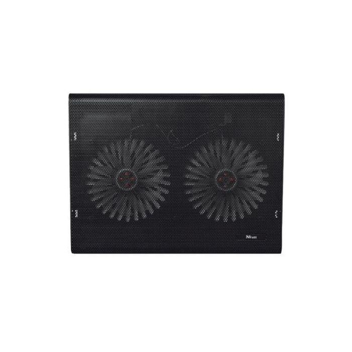 Trust 20104 Soporte Refrigerante Portátil hasta 17.3" con 2 Ventiladores Iluminados Azul, Base Metálica, Puerto USB 2