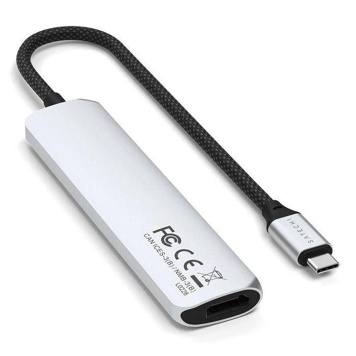 Satechi Adaptador Multi Puerto USB-C Slim 6 en 1 Plateado, 100W, 10 Gbps, 120x28x10mm