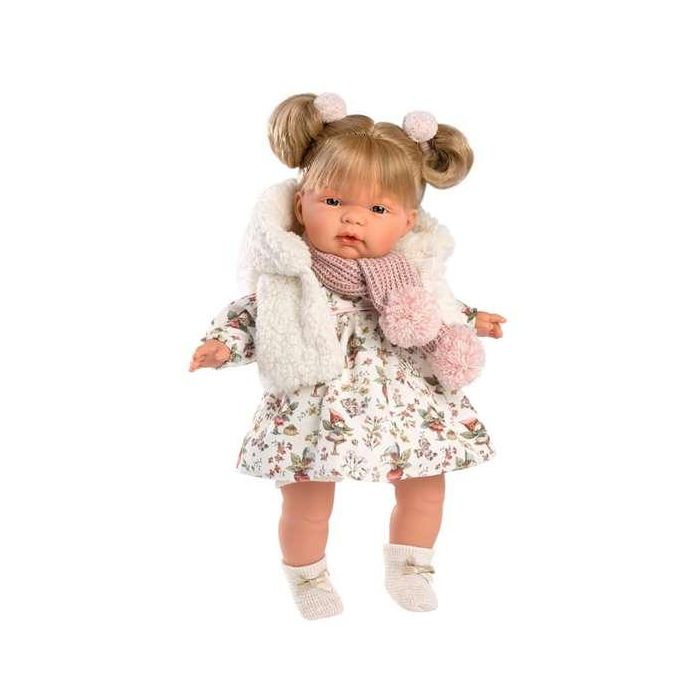 Muñeca Joelle llorona con chupete, vestido hadas, chaleco blanco y bufanda 38 cm 3